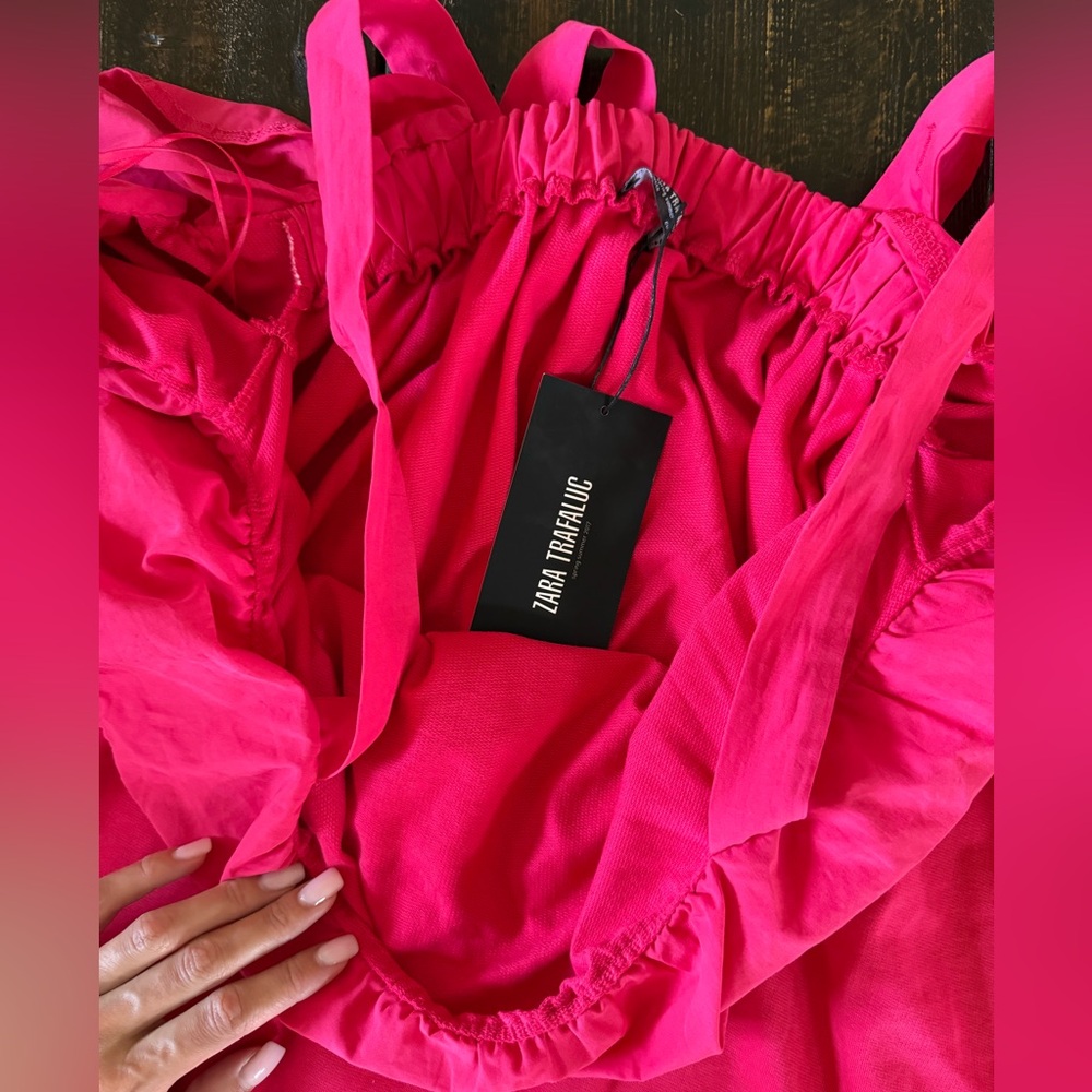NEW Zara Fuchsia Ruffle Dress - Picture 4 of 7